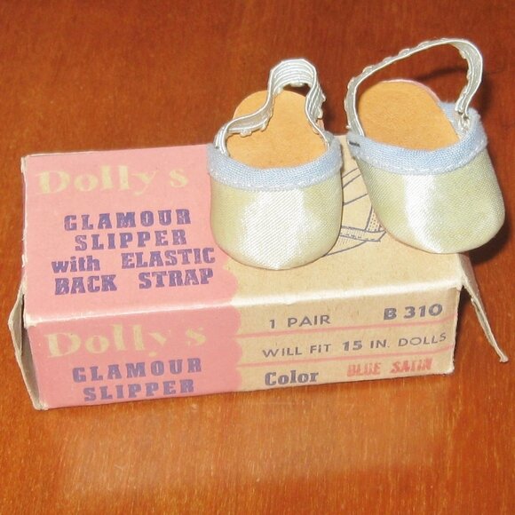 Dolly's Glamour Slippers w Original Box Light Blue Finest Doll Shoes Accessory - Picture 9 of 12